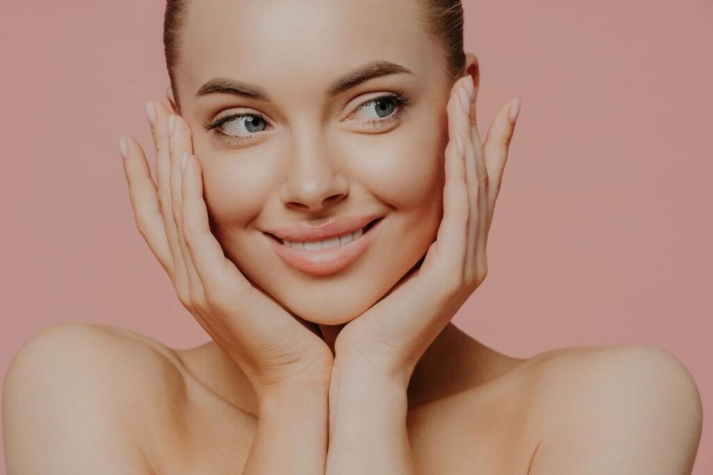 A detailed view of facelift surgery showcasing enhanced facial contours and a rejuvenated appearance.