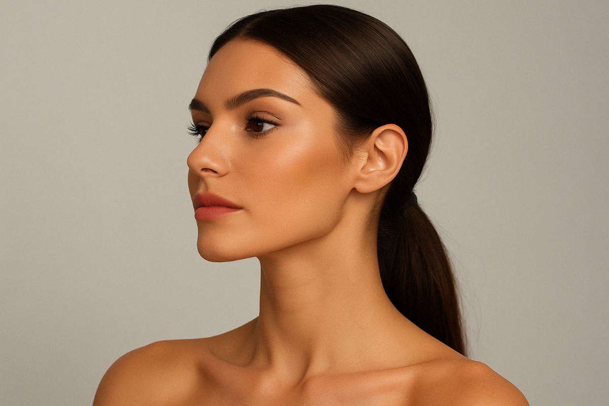 Close-up image of jaw and chin reshaping with cosmetic procedure