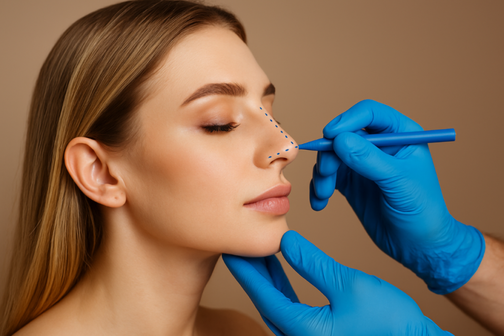 Patient showing subtle, natural rhinoplasty results after preservation technique.