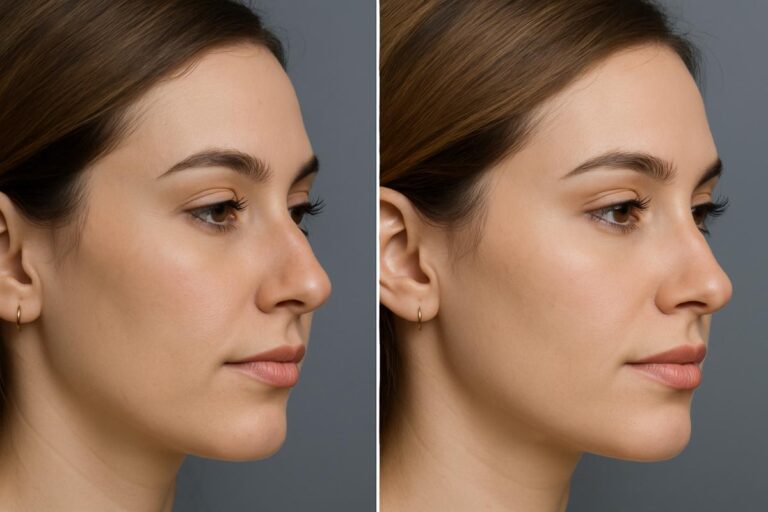 Patient before and after natural preservation rhinoplasty by Dr. Ulas Bali